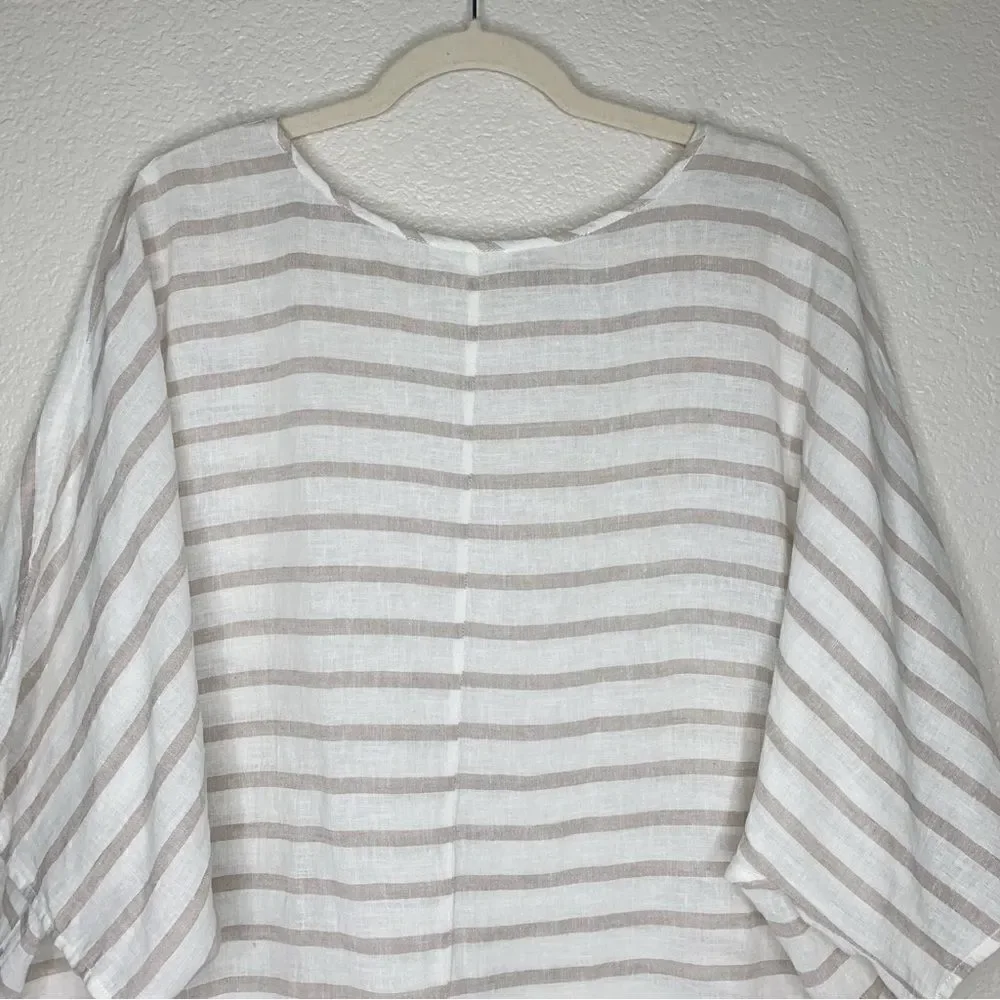 Beachlunchlounge Linen Cotton Blend Women’s Size XL Lucy Striped Top